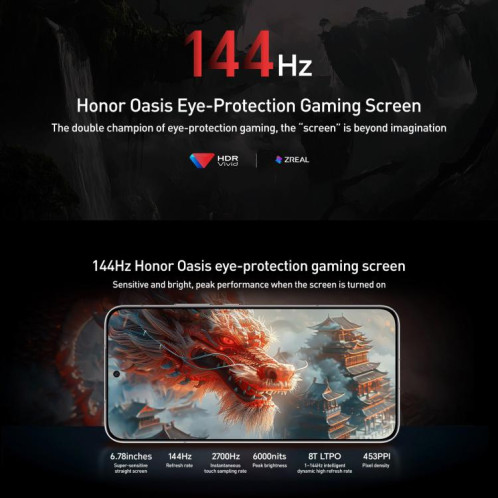 Honor GT Pro, 16 Go + 1 To, lecteur d'empreintes digitales ultrasonique, écran 6,78 pouces, MagicOS 9.0 / Android 15, Snapdragon 8 Elite Octa Core, réseau : 5G, NFC, OTG (blanc) SH910W1452-015